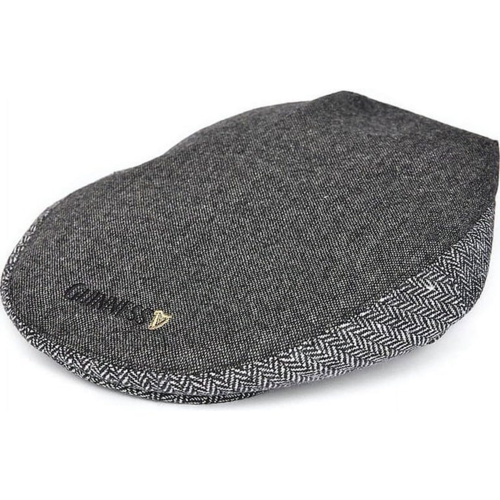 Guinness Official Merchandise Grey Herringbone Tweed Flat Cap Ivy Hat Large 61cm